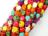 Howlite Skull Beads, Multi-color, 6x8mm-Gems: Round & Faceted-BeadXpert