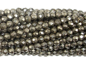 Pyrite Beads, 4mm Faceted Round-Gems: Round & Faceted-BeadXpert