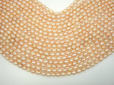 Fresh Water Pearl Beads, Rice, Peach, 6x8mm-Pearls & Glass-BeadXpert