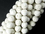 White Lava Beads, 10mm Round Beads-Gems: Round & Faceted-BeadXpert