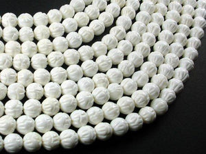 Tridacna Shell Beads, 8mm Carved Lotus Flower Round Beads-Gems: Round & Faceted-BeadXpert