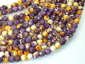 Rain Flower Stone, Purple, Yellow, 6mm Faceted Round Beads-Gems: Round & Faceted-BeadXpert