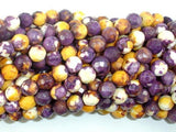 Rain Flower Stone, Purple, Yellow, 6mm Faceted Round Beads-Gems: Round & Faceted-BeadXpert