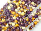 Rain Flower Stone, Purple, Yellow, 6mm Faceted Round Beads-Gems: Round & Faceted-BeadXpert
