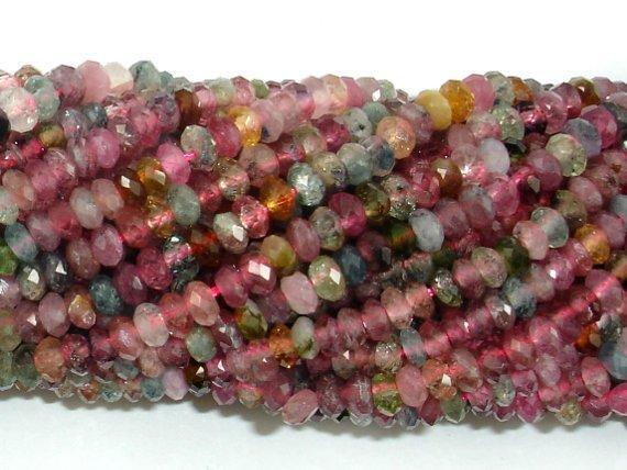 Watermelon Tourmaline Beads, 2x3.8mm Faceted Rondelle-Gems: Round & Faceted-BeadXpert
