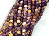 Rain Flower Stone, Purple, Yellow, 4mm Round Beads-Gems: Round & Faceted-BeadXpert
