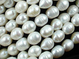 Fresh Water Pearl Beads, Rice, White, 10x12mm-Pearls & Glass-BeadXpert