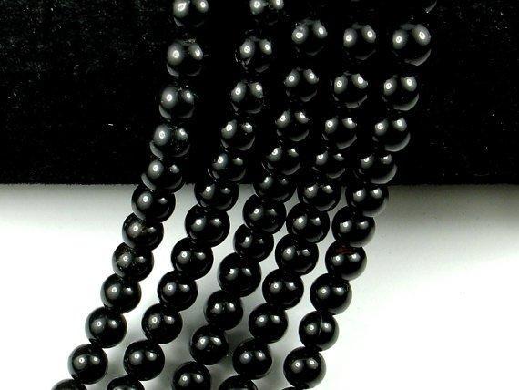 Black Tourmaline Beads, Round, 6mm-Gems: Round & Faceted-BeadXpert