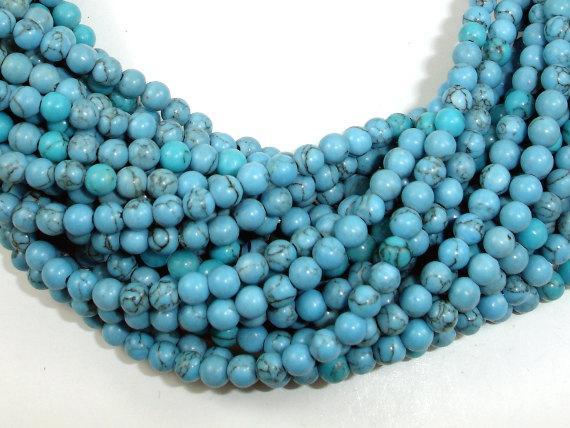 Turquoise Howlite Beads, 4mm Round Beads-Gems: Round & Faceted-BeadXpert
