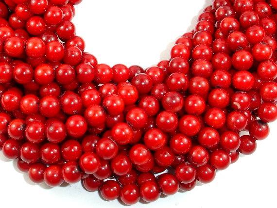 Red Bamboo Coral Beads, Round, 6mm-Gems: Round & Faceted-BeadXpert