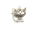 Metal Charms - Animal Kitty Pendant, Zinc Alloy, Antique Silver Tone, 2pcs-Metal Findings & Charms-BeadXpert