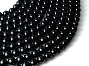 Black Tourmaline Beads, 8mm (8.5mm) Round Beads-Gems: Round & Faceted-BeadXpert