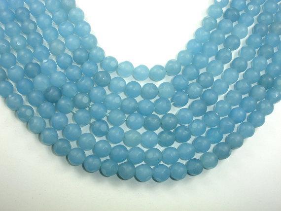 Matte Blue Dyed Jade Beads, Faceted Round, 10mm-Gems: Round & Faceted-BeadXpert