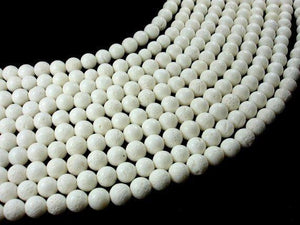 White Sponge Coral Beads, Round, 8mm (7.8mm)-Gems: Round & Faceted-BeadXpert