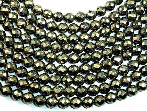 Pyrite Beads, Faceted Round, 8mm-Gems: Round & Faceted-BeadXpert