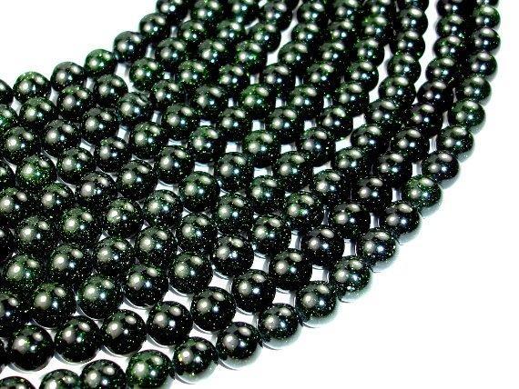 Green Goldstone Beads, Round, 10mm-Gems: Round & Faceted-BeadXpert