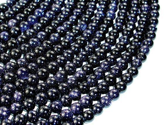 Blue Goldstone Beads, 5.8mm Round Beads-Gems: Round & Faceted-BeadXpert