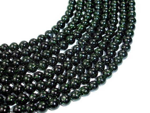 Green Goldstone Beads, 6mm Round Beads-Gems: Round & Faceted-BeadXpert