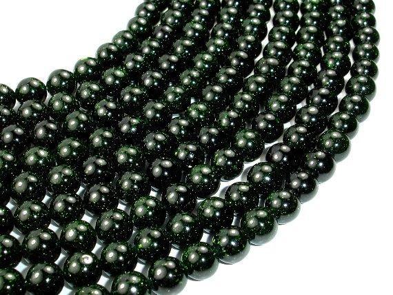 Green Goldstone Beads, 8mm Round Beads-Gems: Round & Faceted-BeadXpert