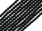 Black Tourmaline Beads Round 4mm (4.8mm)-Gems: Round & Faceted-BeadXpert