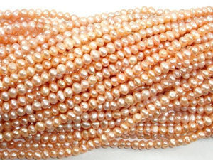 Fresh Water Pearl Beads, Peach, Potato, Approx 4-5mm-Pearls & Glass-BeadXpert