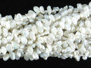 Fresh Water Pearl Beads, Light Silver Gray, Top drilled, Keshi-Pearls & Glass-BeadXpert