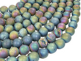 Druzy Agate Beads, Geode Beads, Matte Peacock, 12mm-Agate: Round & Faceted-BeadXpert