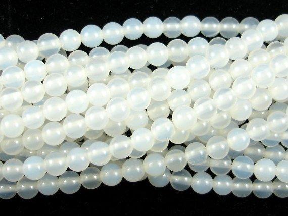 White Agate Beads, Round, 4mm (4.4mm), 15 Inch-Agate: Round & Faceted-BeadXpert