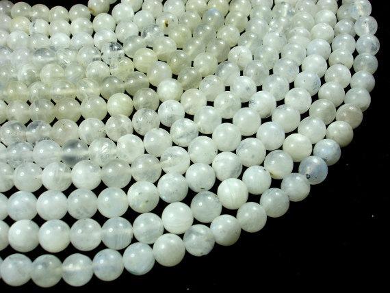 White Moonstone Beads, 7.5mm(7.8mm) Round Beads-Gems: Round & Faceted-BeadXpert