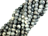 Black Line Jasper Beads, Silk Stone, Spider Web Jasper, Round, 6mm-Gems: Round & Faceted-BeadXpert