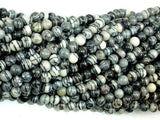 Black Line Jasper Beads, Silk Stone, Spider Web Jasper, Round, 6mm-Gems: Round & Faceted-BeadXpert