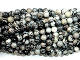 Black Line Jasper Beads, Silk Stone, Spider Web Jasper, Round, 4mm-Gems: Round & Faceted-BeadXpert