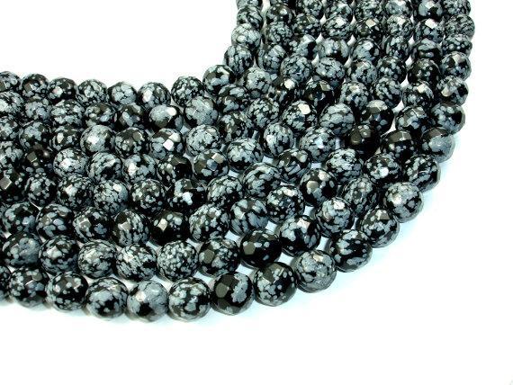 Snowflake Obsidian Beads, Faceted Round, 12mm-Gems: Round & Faceted-BeadXpert