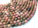 Rhodonite Beads, Round, 10mm (10.5 mm)-Gems: Round & Faceted-BeadXpert