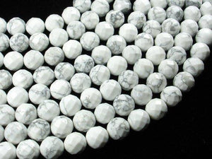 White Howlite Beads, Faceted Round, 12mm-Gems: Round & Faceted-BeadXpert