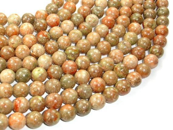 Chinese Unakite Beads, Round, 10mm-Gems: Round & Faceted-BeadXpert