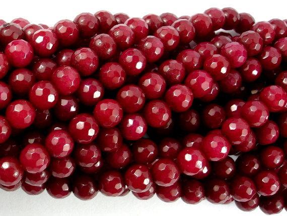 Ruby Jade Beads, Faceted Round, 6mm-Gems: Round & Faceted-BeadXpert