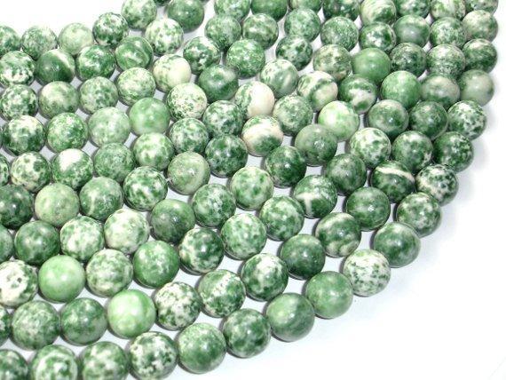 Green Spot Jasper Beads, Round, 12mm-Gems: Round & Faceted-BeadXpert