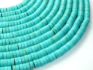 Howlite Turquoise Beads, Heishi, 3 x 8mm-Gems:Assorted Shape-BeadXpert