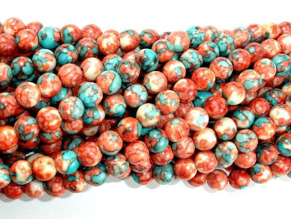 Rain Flower Stone, Red, Blue, 6mm Round Beads-Gems: Round & Faceted-BeadXpert