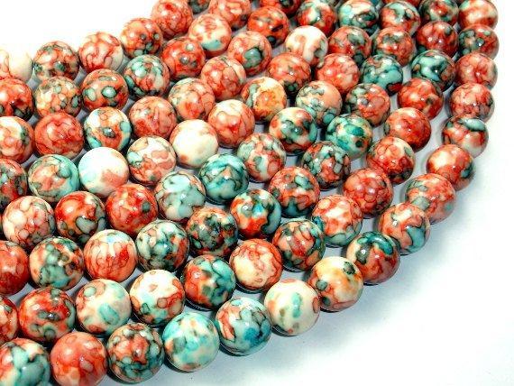 Rain Flower Stone, Red, Blue, 10mm Round Beads-Gems: Round & Faceted-BeadXpert