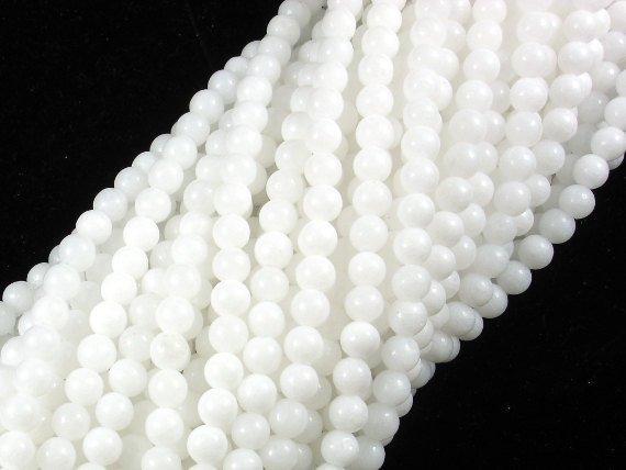 White Jade Beads, Round, 4mm (4.6mm)-Gems: Round & Faceted-BeadXpert