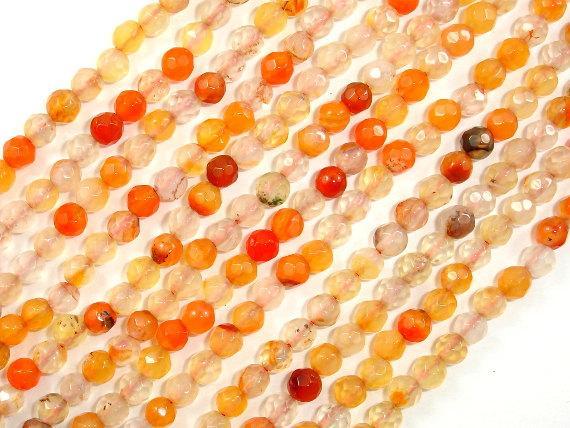 Orange Agate Beads, 4mm Faceted Round-Gems: Round & Faceted-BeadXpert