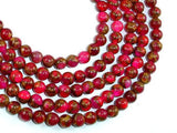 Mosaic Stone Beads, Red, 6mm Round Beads-Gems: Round & Faceted-BeadXpert