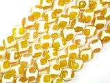 Tibetan Agate Beads, Yellow 12mm Faceted Round Beads-Agate: Round & Faceted-BeadXpert