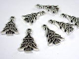Christmas Tree Charms, Zinc Alloy, Antique Silver Tone 10pcs-Metal Findings & Charms-BeadXpert