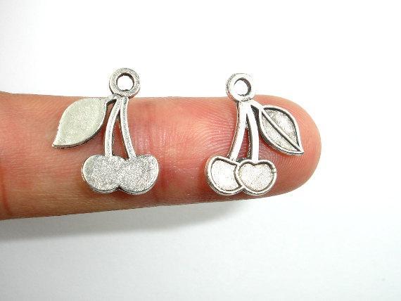 Cherry Charms, Zinc Alloy, Antique Silver Tone,13x16 mm-Metal Findings & Charms-BeadXpert