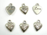 Heart Charms-Love, Zinc Alloy, Antique Silver Tone 20pcs-Metal Findings & Charms-BeadXpert