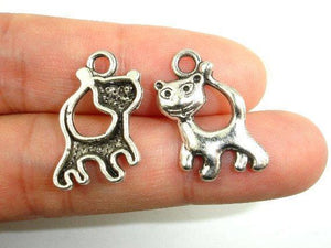 Kitty Charms, Zinc Alloy, Antique Silver Tone 15pcs-Metal Findings & Charms-BeadXpert