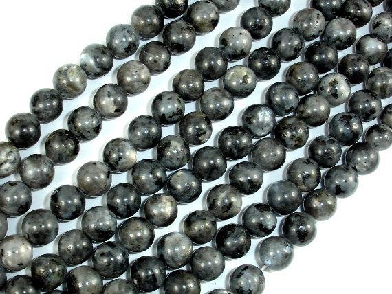 Black Labradorite Beads, Larvikite, 8mm(8.5mm) Round Beads-Gems: Round & Faceted-BeadXpert